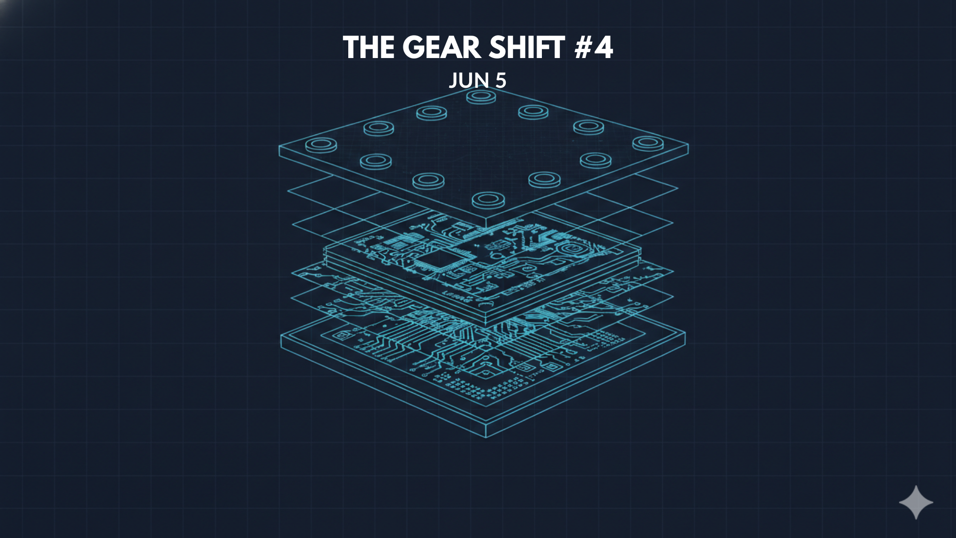 Gear Shift #4: Circuit-board topography of eastern India with glowing nodes at Bhubaneswar, Jagiroad and Kolkata against deep navy backdrop in Nitisagar brand colours.
